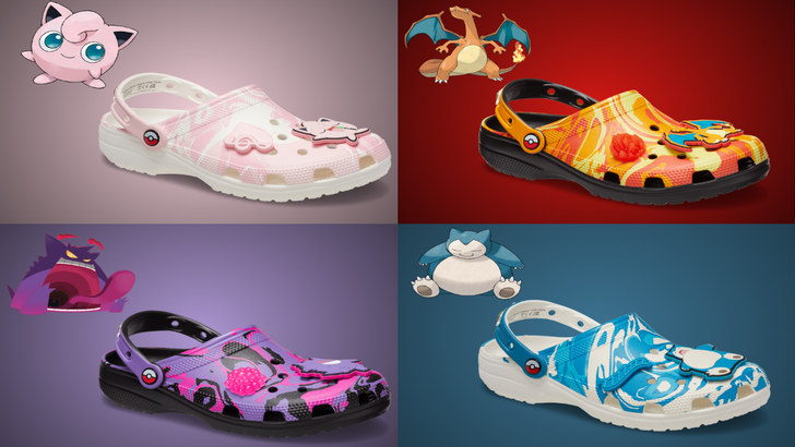 Close-up of the Pokémon Crocs designs